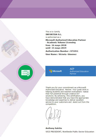 Certificado Microsoft AEP Infortisa