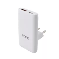 Tooq Cargador pared GAN USB-C-PD + USB-A-QC 65W