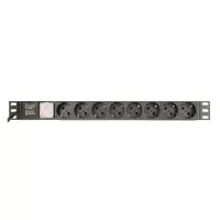 Gembird PDU 8 tomas Schuko, 1U, 16A, cable de 3 m