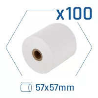Pack 100 rollos papel térmico sin BPA 57X57mm