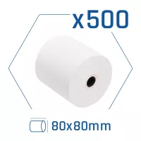 Pack 500 rollos papel térmico sin BPA 80x80mm